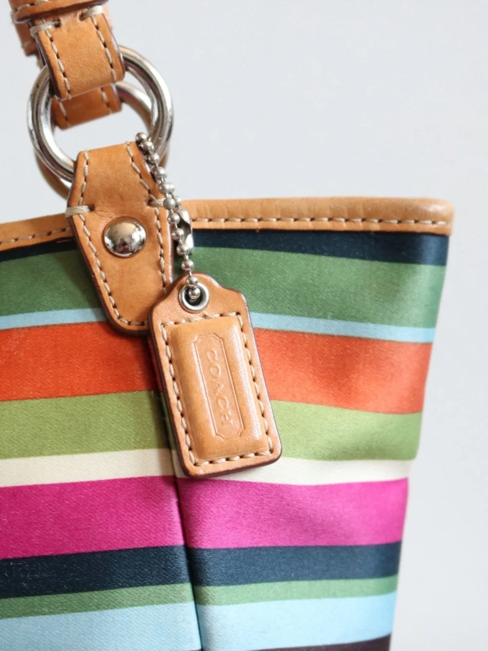 Vintage Coach Legacy Stripe Satin Mini Tote